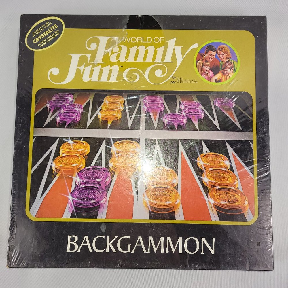 Backgammon Crystalite Family Fun 1973 Vintage 100% Complete Game Hasbro SEALED